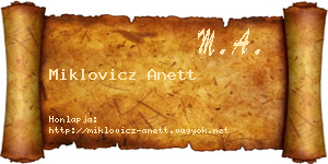 Miklovicz Anett névjegykártya